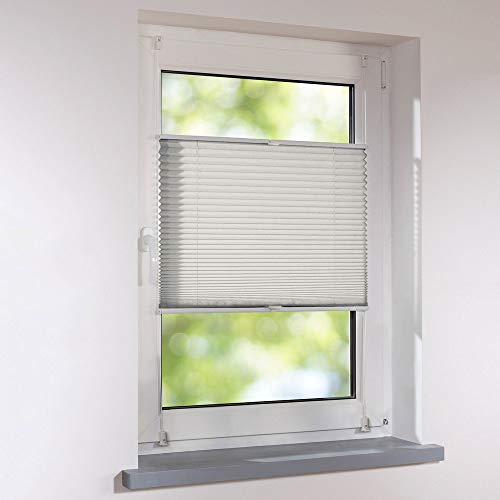 Plissee Klemmfix Faltstore UNIVERSAL Faltrollo ohne Bohren - 110 x 150 cm - hellgrau von Sonnenschutz-HH