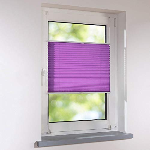 Plissee Klemmfix Faltstore UNIVERSAL Faltrollo ohne Bohren - 85 x 140 cm - aubergine von Sonnenschutz-HH