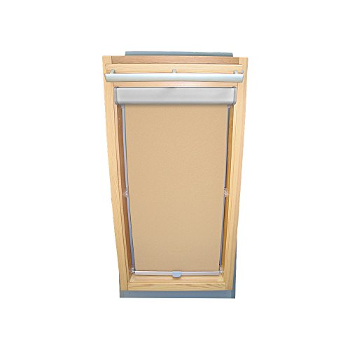 Rollo für VELUX Dachfenster Abdunkelungsrollo Komfort Premium für TYP GGL/GPL - 306 oder M06 - Farbe beige-karamell - mit BLENDE und Haltekrallen - KLICK Montage von Sonnenschutz-HH
