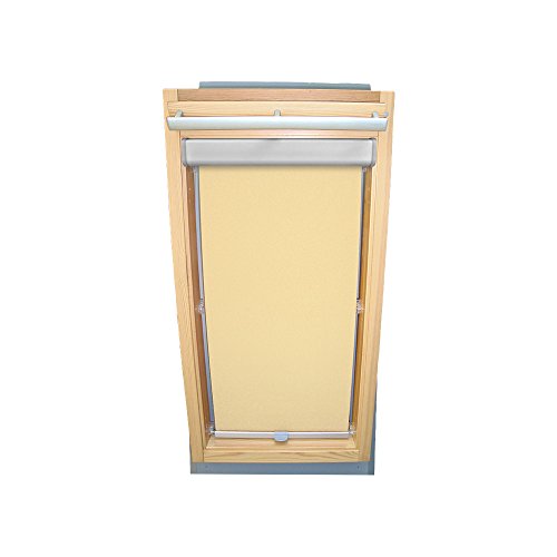 Rollo für VELUX Dachfenster Abdunkelungsrollo Komfort Premium für TYP GGU/GPU - 408 - Farbe Creme - mit BLENDE und Haltekrallen - KLICK Montage von Sonnenschutz-HH