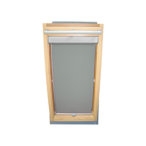 Rollo für VELUX Dachfenster Abdunkelungsrollo Komfort Premium für TYP VL/VG/VX - 033 Typ II - Baujahr bis März 1983 - Farbe grau - mit BLENDE und Haltekrallen - KLICK Montage von Sonnenschutz-HH