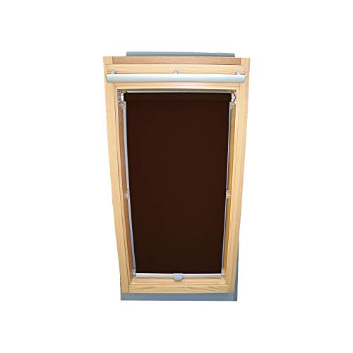 Rollo für VELUX Dachfenster Abdunkelungsrollo für TYP GGL/GPL/GHL - 104 - Farbe dunkelbraun - mit Haltekrallen von Sonnenschutz-HH