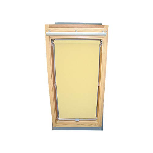 Rollo für VELUX Dachfenster Sichtschutzrollo für TYP GGL/GPL/GGU/GPU - F06 - Farbe hellgelb-creme - mit Haltekrallen von Sonnenschutz-HH