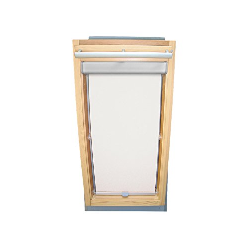 Rollo für VELUX Dachfenster THERMO Alu-Rückseite Abdunkelung Komfort Premium für TYP GGL/GPL - 810 oder U10 - Farbe Weiß - BLENDE + Haltekrallen - KLICK Montage von Sonnenschutz-HH