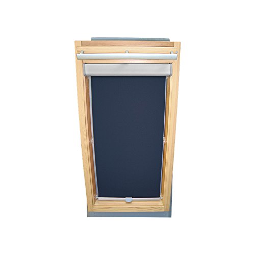 Rollo für VELUX Dachfenster THERMO Alu-Rückseite Abdunkelung Komfort Premium für TYP VL Y/VU Y/VKU - Y85 - Farbe Blau - BLENDE + Haltekrallen - KLICK Montage von Sonnenschutz-HH