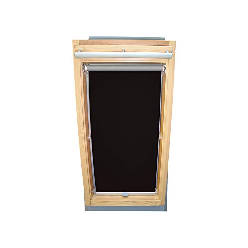 Rollo für VELUX Dachfenster THERMO Alu-Rückseite Dachfensterrollo für TYP GGL/GPL/GGU/GPU - CK06 - Farbe Schwarz - mit Haltekrallen von Sonnenschutz-HH