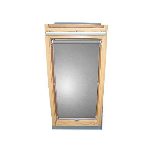 Rollo für VELUX Dachfenster THERMO Alu-Rückseite Dachfensterrollo für TYP GGL/GPL/GGU/GPU - CK06 - Farbe Silber-Grau - mit Haltekrallen von Sonnenschutz-HH