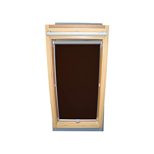 Rollo für VELUX Dachfenster THERMO Alu-Rückseite Dachfensterrollo für TYP GGL/GPL/GGU/GPU - F06 - Farbe Dunkelbraun - mit Haltekrallen von Sonnenschutz-HH