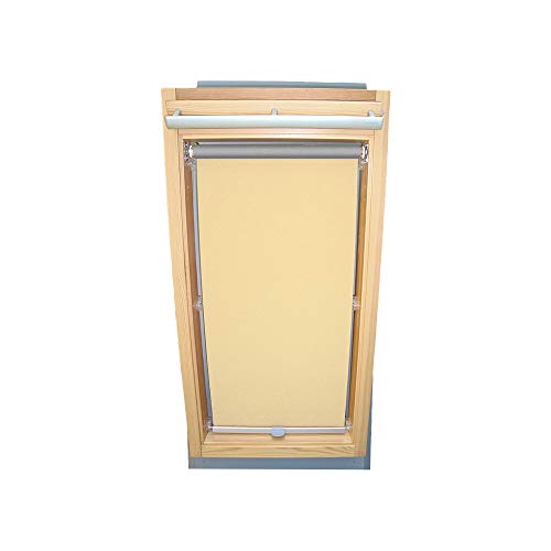 Rollo für VELUX Dachfenster THERMO Alu-Rückseite Dachfensterrollo für TYP GGL/GPL/GHL/GGU/GPU - C02 - Farbe Creme - mit Haltekrallen von Sonnenschutz-HH