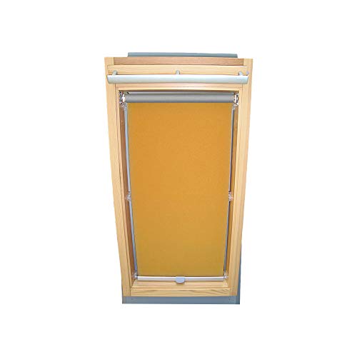 Rollo für VELUX Dachfenster THERMO Alu-Rückseite Dachfensterrollo für TYP GGL/GPL/GHL/GGU/GPU - C04 - Farbe Gelb - mit Haltekrallen von Sonnenschutz-HH