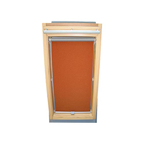 Rollo für VELUX Dachfenster THERMO Alu-Rückseite Dachfensterrollo für TYP GGL/GPL/GHL - 104 - Farbe Orange-Terracotta - mit Haltekrallen von Sonnenschutz-HH