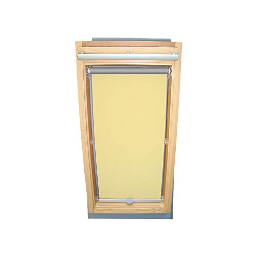 Rollo für VELUX Dachfenster THERMO Alu-Rückseite Dachfensterrollo für TYP GGL/GPL/GHL - 206 - Farbe Hellgelb - mit Haltekrallen von Sonnenschutz-HH