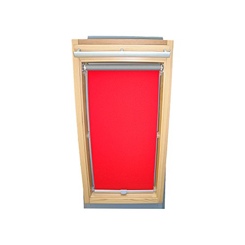 Rollo für VELUX Dachfenster THERMO Alu-Rückseite Dachfensterrollo für TYP GGL/GPL - 606 oder S06 - Farbe Rot/Signalrot - mit Haltekrallen von Sonnenschutz-HH