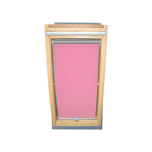 Rollo für VELUX Dachfenster THERMO Alu-Rückseite Dachfensterrollo für TYP VL Y/VU Y/VKU - Y85 - Farbe Rosa - mit Haltekrallen von Sonnenschutz-HH