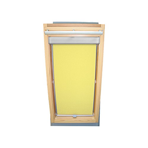 Sichtschutz-Rollo für VELUX Dachfenster für TYP GGL/GPL/GGU/GPU - CK04 - Farbe gelb - mit BLENDE und Haltekrallen - KLICK Montage von Sonnenschutz-HH