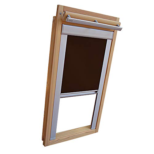 Sichtschutz-Rollo für VELUX Dachfenster für TYP GGL/GPL/GGU/GPU - SK06 - Farbe dunkelbraun - mit Aluminium Seitenschienen von Sonnenschutz-HH