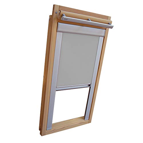 Sichtschutz-Rollo für VELUX Dachfenster für TYP GGL/GPL/GHL - 104 - Farbe grau - mit Aluminium Seitenschienen von Sonnenschutz-HH