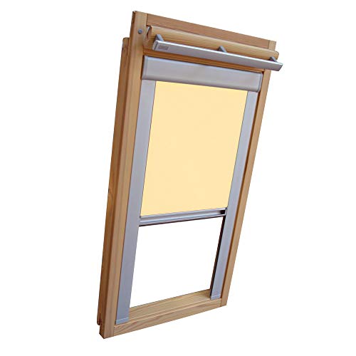 Sichtschutz-Rollo für VELUX Dachfenster für TYP GGU/GPU - 306 - Farbe hellgelb-creme - mit Aluminium Seitenschienen von Sonnenschutz-HH