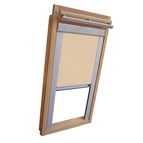 Sichtschutz-Rollo für VELUX Dachfenster für TYP GGU/GPU - 308 - Farbe beige-karamell - mit Aluminium Seitenschienen von Sonnenschutz-HH