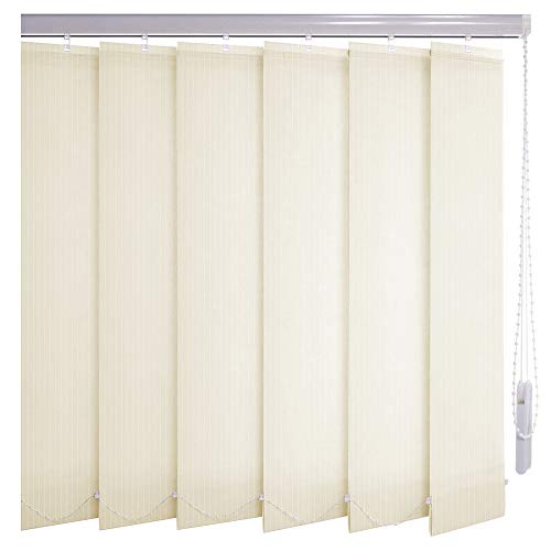 Sonnenschutz-HH® - Lamellenvorhang Creme Leinenoptik mit Streifen lichtdurchlässig - Breite 230 cm x 230 cm Höhe - Lamellenbreite 127mm Vertikaljalousie Vertikalanlage Schiebevorhang von Sonnenschutz-HH