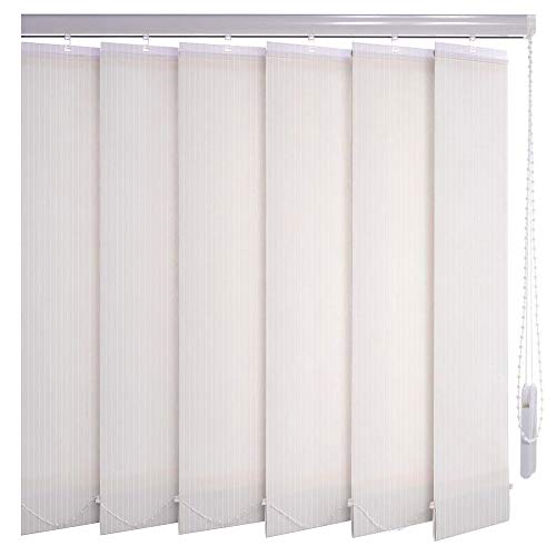 Sonnenschutz-HH® - Lamellenvorhang weiß Leinenoptik mit Streifen lichtdurchlässig - Breite 340 cm x 205 cm Höhe - Lamellenbreite 127mm Vertikaljalousie Vertikalanlage Schiebevorhang von Sonnenschutz-HH