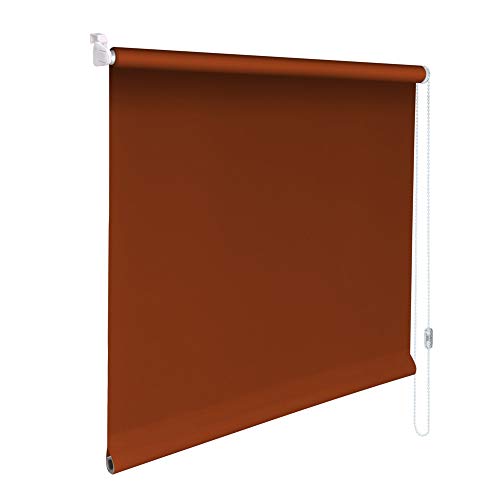 Sonnenschutz-HH® - Mini Sichtschutzrollo Minirollo Sonnenschutz Rollo KLEMMFIX Seitenzugrollo Kettenzugrollo inkl. Klemmträger ohne Bohren - Außenmaß Breite 100 x 140 cm Höhe - Terracotta von Sonnenschutz-HH