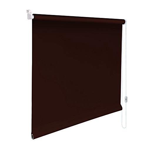 Sonnenschutz-HH® - Mini Sichtschutzrollo Minirollo Sonnenschutz Rollo KLEMMFIX Seitenzugrollo Kettenzugrollo inkl. Klemmträger ohne Bohren - Außenmaß Breite 140 x 200 cm Höhe - Dunkelbraun von Sonnenschutz-HH