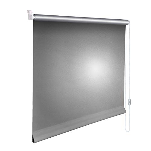 Sonnenschutz-HH® - Mini Thermo Verdunkelungsrollo Thermorollo Minirollo Rollo KLEMMFIX Seitenzugrollo Kettenzugrollo inkl. Klemmträger ohne Bohren - Außenmaß Breite 100 x 130 cm Höhe - Silber-grau von Sonnenschutz-HH