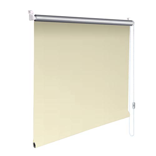 Sonnenschutz-HH® - Mini Thermo Verdunkelungsrollo Thermorollo Minirollo Rollo KLEMMFIX Seitenzugrollo Kettenzugrollo inkl. Klemmträger ohne Bohren - Außenmaß Breite 100 x 190 cm Höhe - Creme von Sonnenschutz-HH