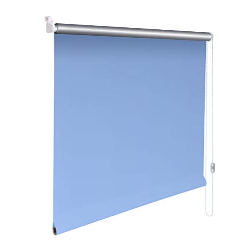 Sonnenschutz-HH® - Mini Thermo Verdunkelungsrollo Thermorollo Minirollo Rollo KLEMMFIX Seitenzugrollo Kettenzugrollo inkl. Klemmträger ohne Bohren - Außenmaß Breite 105 x 140 cm Höhe - hellblau von Sonnenschutz-HH