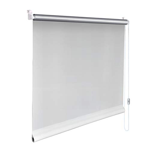 Sonnenschutz-HH® - Mini Thermo Verdunkelungsrollo Thermorollo Minirollo Rollo KLEMMFIX Seitenzugrollo Kettenzugrollo inkl. Klemmträger ohne Bohren - Außenmaß Breite 105 x 220 cm Höhe - weiß von Sonnenschutz-HH