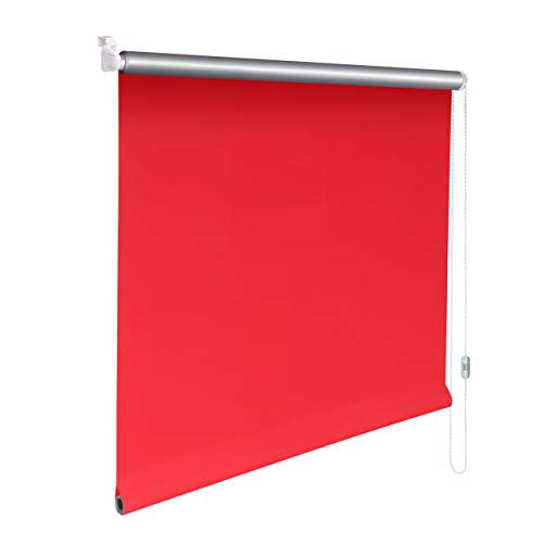 Sonnenschutz-HH® - Mini Thermo Verdunkelungsrollo Thermorollo Minirollo Rollo KLEMMFIX Seitenzugrollo Kettenzugrollo inkl. Klemmträger ohne Bohren - Außenmaß Breite 110 x 110 cm Höhe - rot/signalrot von Sonnenschutz-HH