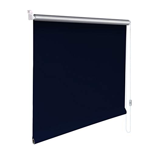 Sonnenschutz-HH® - Mini Thermo Verdunkelungsrollo Thermorollo Minirollo Rollo KLEMMFIX Seitenzugrollo Kettenzugrollo inkl. Klemmträger ohne Bohren - Außenmaß Breite 125 x 100 cm Höhe - blau von Sonnenschutz-HH