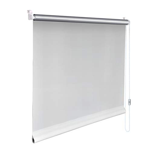 Sonnenschutz-HH® - Mini Thermo Verdunkelungsrollo Thermorollo Minirollo Rollo KLEMMFIX Seitenzugrollo Kettenzugrollo inkl. Klemmträger ohne Bohren - Außenmaß Breite 40 x 70 cm Höhe - weiß von Sonnenschutz-HH