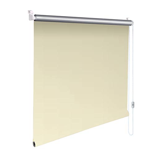 Sonnenschutz-HH® - Mini Thermo Verdunkelungsrollo Thermorollo Minirollo Rollo KLEMMFIX Seitenzugrollo Kettenzugrollo inkl. Klemmträger ohne Bohren - Außenmaß Breite 75 x 70 cm Höhe - Creme von Sonnenschutz-HH