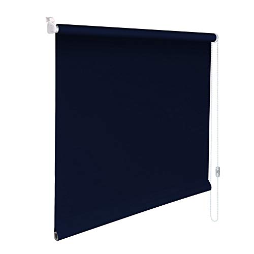Sonnenschutz-HH® - Mini Verdunkelungsrollo Abdunkelungsrollo Minirollo Rollo KLEMMFIX Seitenzugrollo Kettenzugrollo inkl. Klemmträger ohne Bohren - Außenmaß Breite 115 x 220 cm Höhe - dunkelblau von Sonnenschutz-HH