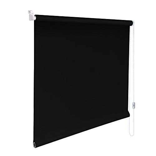 Sonnenschutz-HH® - Mini Verdunkelungsrollo Abdunkelungsrollo Minirollo Rollo KLEMMFIX Seitenzugrollo Kettenzugrollo inkl. Klemmträger ohne Bohren - Außenmaß Breite 120 x 160 cm Höhe - schwarz von Sonnenschutz-HH