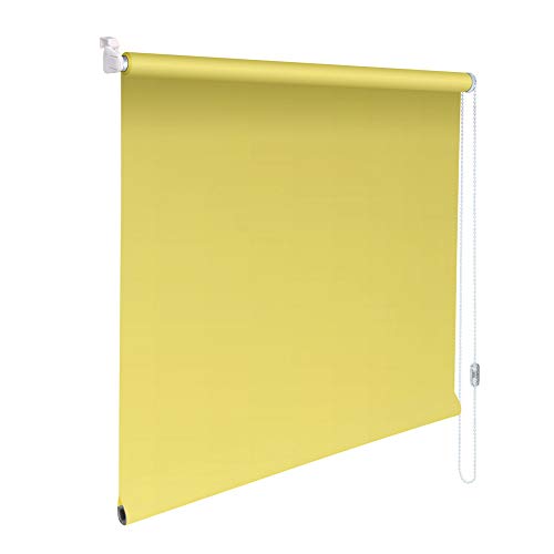 Sonnenschutz-HH® - Mini Verdunkelungsrollo Abdunkelungsrollo Minirollo Rollo KLEMMFIX Seitenzugrollo Kettenzugrollo inkl. Klemmträger ohne Bohren - Außenmaß Breite 90 x 210 cm Höhe - gelb von Sonnenschutz-HH