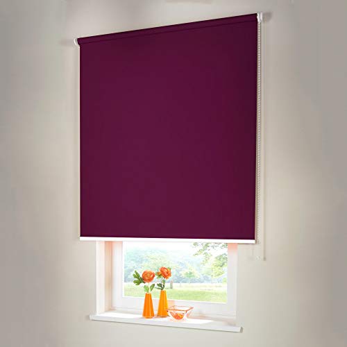 Sonnenschutz-HH® - Seitenzugrollo Verdunkelungsrollo - Außenmaß Breite 185 x 190 cm Höhe lila - Lichtundurchlässig Blickdicht Rollo für Abdunkelung Kettenzugrollo inkl. Universalträger von Sonnenschutz-HH