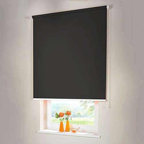 Sonnenschutz-HH® - Seitenzugrollo Verdunkelungsrollo - Außenmaß Breite 210 x 160 cm Höhe dunkelgrau - Lichtundurchlässig Blickdicht Rollo für Abdunkelung Kettenzugrollo inkl. Universalträger von Sonnenschutz-HH