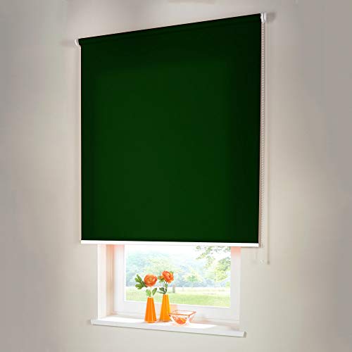 Sonnenschutz-HH® - Seitenzugrollo Verdunkelungsrollo - Außenmaß Breite 240 x 160 cm Höhe dunkelgrün - Lichtundurchlässig Blickdicht Rollo für Abdunkelung Kettenzugrollo inkl. Universalträger von Sonnenschutz-HH