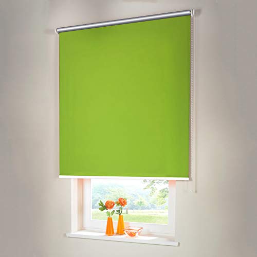 Sonnenschutz-HH® - Seitenzugrollo Verdunkelungsrollo Thermorollo - Außenmaß Breite 105 x 180 cm Höhe Limone - Lichtundurchlässig Rollo für Abdunkelung Kettenzugrollo inkl. Universalträger von Sonnenschutz-HH