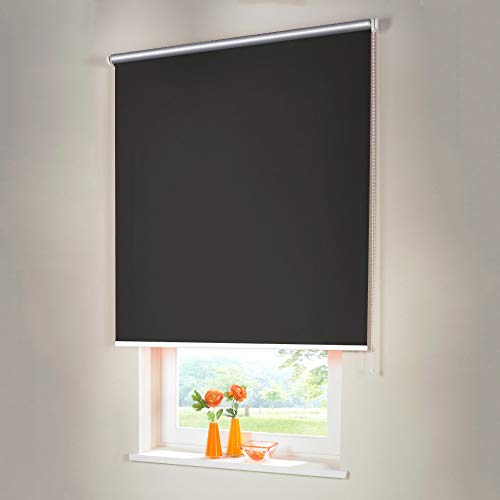 Sonnenschutz-HH® - Seitenzugrollo Verdunkelungsrollo Thermorollo - Außenmaß Breite 135 x 160 cm Höhe dunkelgrau - Lichtundurchlässig Rollo für Abdunkelung Kettenzugrollo inkl. Universalträger von Sonnenschutz-HH