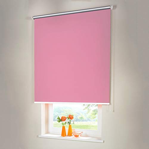 Sonnenschutz-HH® - Seitenzugrollo Verdunkelungsrollo Thermorollo - Außenmaß Breite 180 x 180 cm Höhe rosa - Lichtundurchlässig Rollo für Abdunkelung Kettenzugrollo inkl. Universalträger von Sonnenschutz-HH