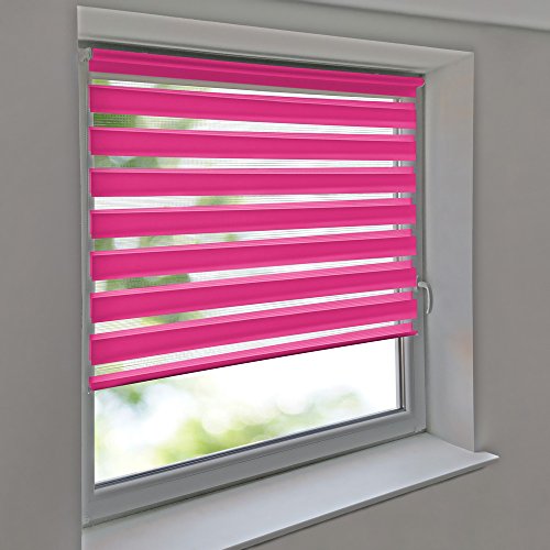 Sonnenschutz-HH - Doppelrollo Klemmfix ohne Bohren Vario Seitenzug Duorollo AUSSENMAß Breite 100 x 160 cm Höhe - rosa/pink von Sonnenschutz-HH