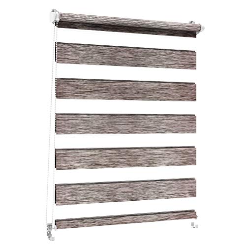 Sonnenschutz-HH - Doppelrollo Klemmfix ohne bohren Duo-Rollo Kettenzugrollo Seitenzugrollo AUSSENMAß Breite 95 x 150 cm Höhe - Leinen-Struktur grau von Sonnenschutz-HH