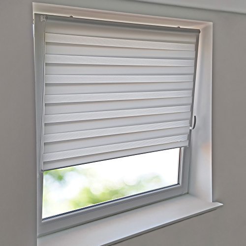 Sonnenschutz-HH - Duo-Rollo Klemmfix Klemmrollo Doppelrollo AUßENMAß Breite 115 x 110 cm Höhe - 115x110 cm WEISS - Duo Kettenzugrollo Fensterrollo ohne Bohren Easy&Fix montiert Seitenzugrollo inkl. 2 Stück Klemmträger und Seitenführung von Sonnenschutz-HH