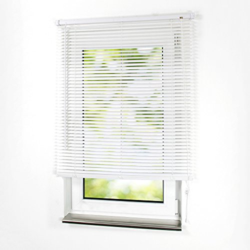 Sonnenschutz-HH - PVC/Kunststoff-Jalousie Breite 160 x 160 cm Höhe in Farbe weiß - Lamellenbreite 25 mm - Kunststoff Jalousien Jalousette Fensterjalousie Fenster-Rollo Kunststoffjalousie von Sonnenschutz-HH