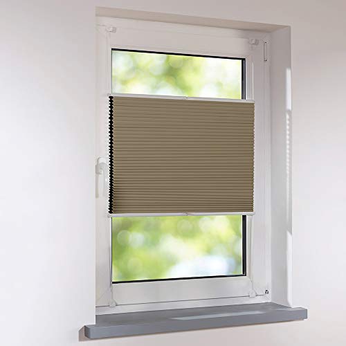 Sonnenschutz-HH - Plissee Faltstore Duett Wabenplissee UNIVERSAL verspannt auf Maß 82 x 210 cm - Farbe cappuccino - braun - Thermo Verdunkelung Faltrollo zum Schrauben oder Klemmen inkl. Klemmträger Sonnenschutz-HH - Plissee Faltstore Duett Wabenplissee UNIVERSAL verspannt auf Maß 82 x 210 cm - Farbe cappuccino - braun - Thermo Verdunkelung Faltrollo zum Schrauben oder Klemmen inkl. Klemmträger von Sonnenschutz-HH