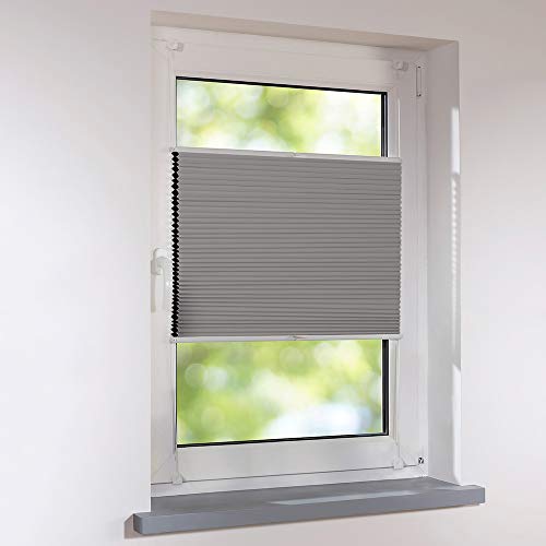 Sonnenschutz-HH - Plissee Faltstore Duett Wabenplissee UNIVERSAL verspannt auf Maß 95 x 150 cm - Farbe grau - Thermo Verdunkelung Faltrollo zum Schrauben oder Klemmen inkl. Klemmträger Sonnenschutz-HH - Plissee Faltstore Duett Wabenplissee UNIVERSAL verspannt auf Maß 95 x 150 cm - Farbe grau - Thermo Verdunkelung Faltrollo zum Schrauben oder Klemmen inkl. Klemmträger von Sonnenschutz-HH